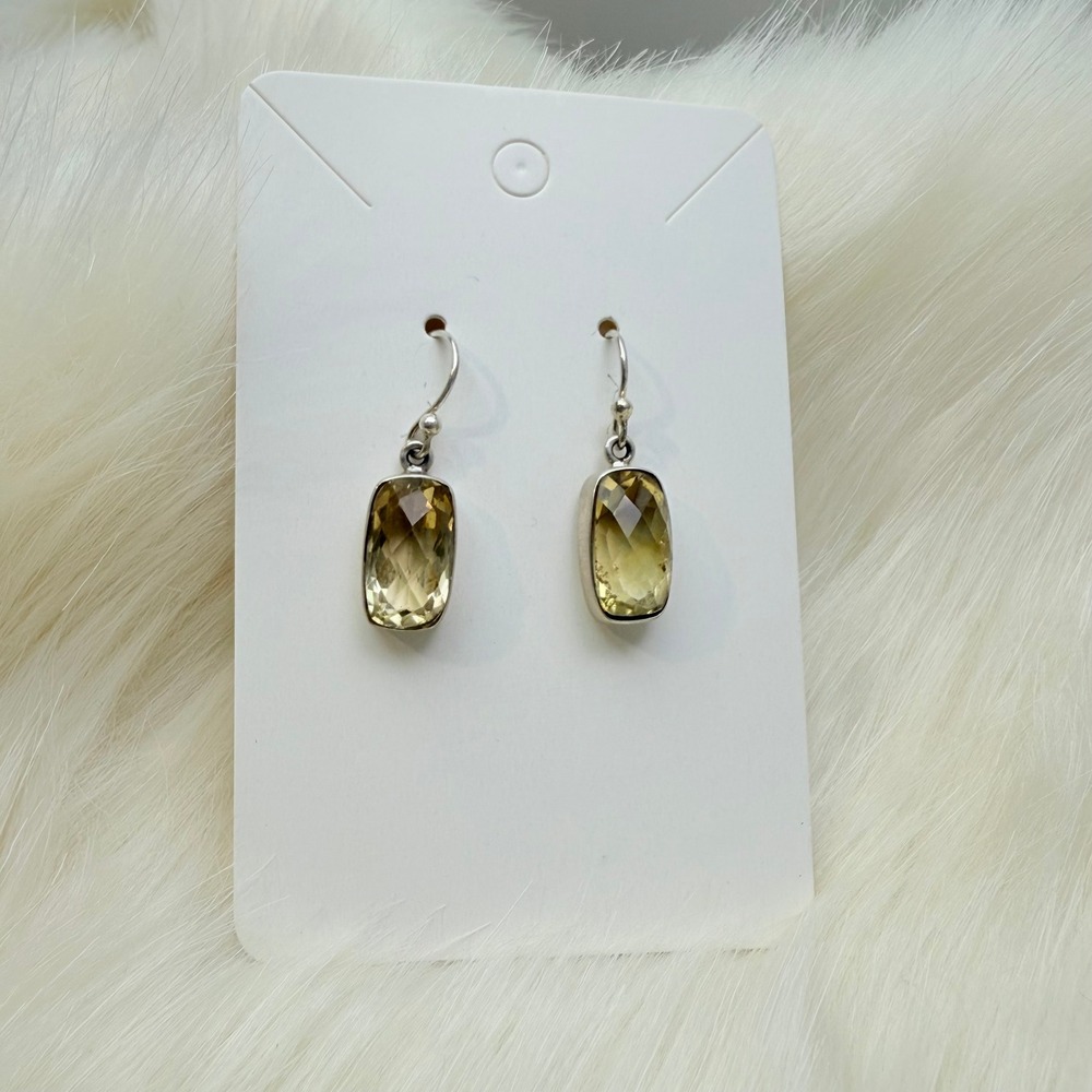 Sterling Silver & Faceted Citrine Dangle Earrings